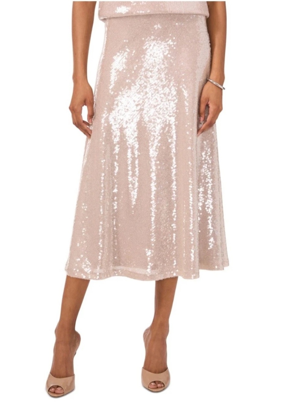 NWT Vince Camuto Sequin Midi Skirt Rose gold Size Small